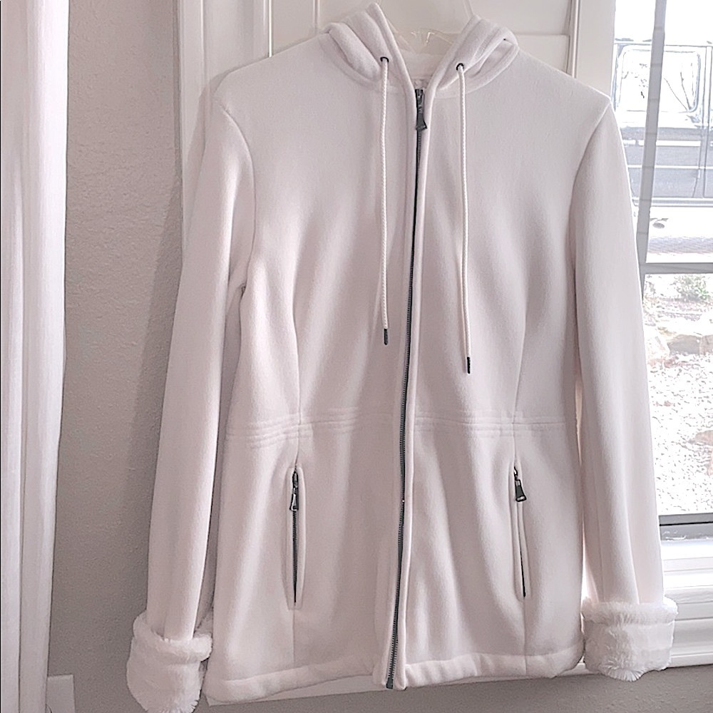 FUDA small ivory hooded soft furry jacket coat​